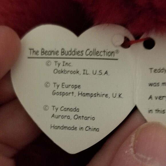 Limited edition cranberry Ty Teddy beanie buddy - Picture 8 of 11